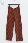 YANYAN KNITS 24 Autumn and Winter Lambswool Knitted Plaid Pants YYK-YYW24-1571-HONG Red